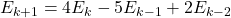 \[E_{k+1}=4E_k-5E_{k-1}+2E_{k-2}\]