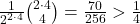 \frac{1}{2^{2\cdot 4}}\binom{2\cdot 4}{4}=\frac{70}{256}>\frac{1}{4}