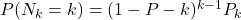 P(N_k=k)=(1-P-k)^{k-1}P_k